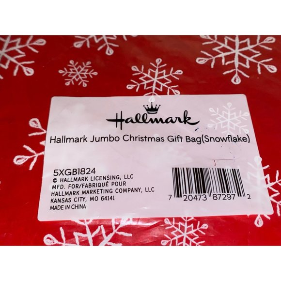 Set of 2 Hallmark Jumbo Plastic Christmas Snowflake Gift Bags 56 x 36 Tag & Tie - Picture 3 of 3